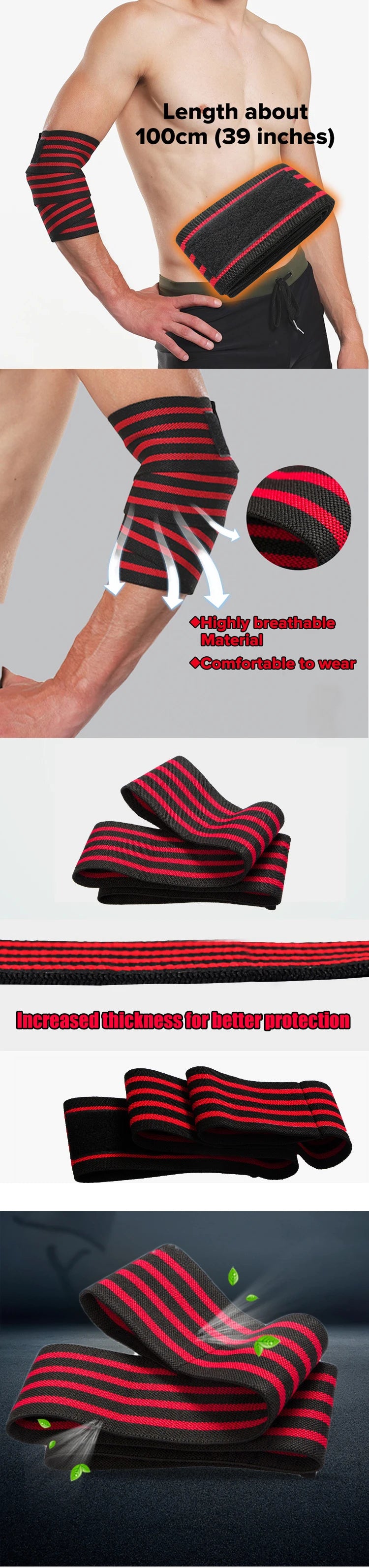 Albuestrap – 100 cm støttebånd for benkpress og styrketrening